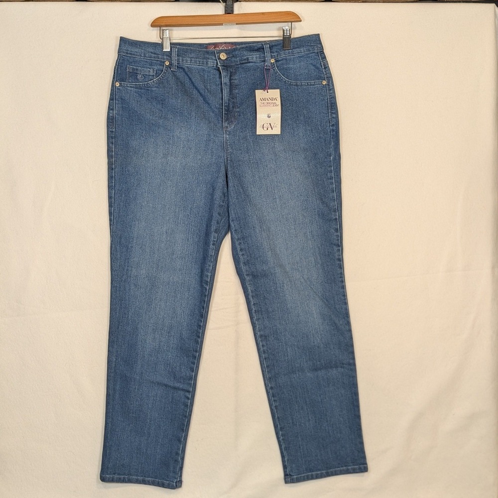 Gloria Vanderbilt Amanda Slimming Jeans Womens 16W Average Medium Wash Blue New